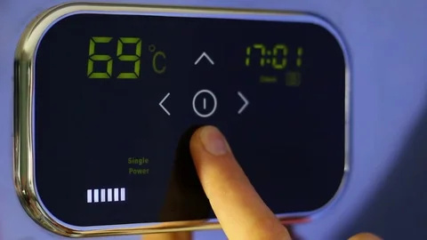 Wi-Fi Thermostat. Temperature down Stock Footage 83815486