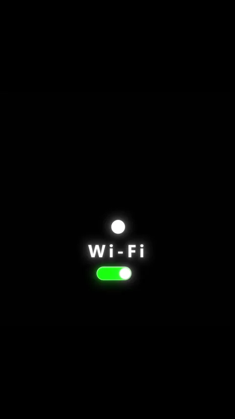 Wi Fi toggle icon background glowing wireless symbol, green switch button, black Stock Footage 340528112