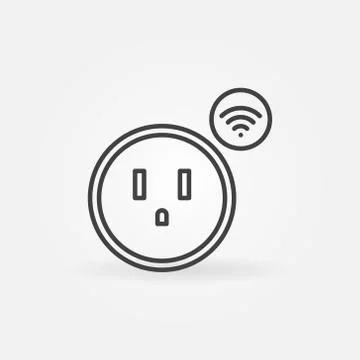 Wi-Fi US smart socket vector outline icon 스톡 일러스트