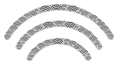Wi-Fi Waves Icon Recursive Collage Stock Illustration