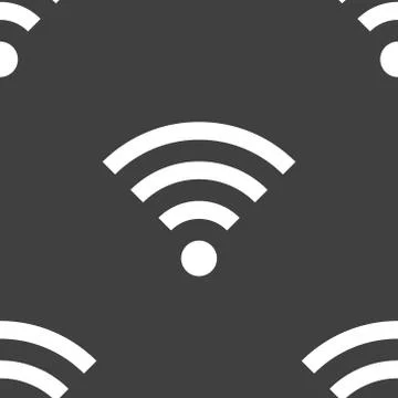 WI-FI web icon. flat design. Seamless gray pattern. Stock Illustration