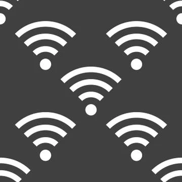 WI-FI web icon. flat design. Seamless gray pattern. Illustrazione stock