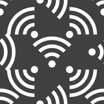 WI-FI web icon. flat design. Seamless gray pattern. Stock Illustration