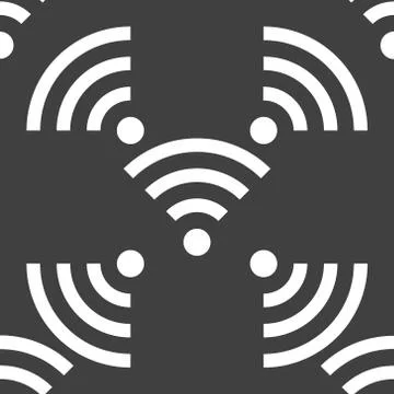 WI-FI web icon. flat design. Seamless gray pattern. Illustrazione stock