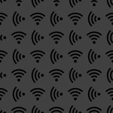 WI-FI web icon. flat design. Seamless gray pattern. Illustrazione stock