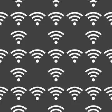 WI-FI web icon. flat design. Seamless gray pattern. Illustrazione stock