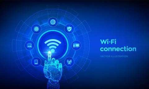 Wi Fi wireless connection concept. Free WiFi network signal technology intern Stock Illustration