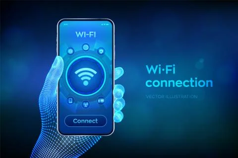 Wi Fi wireless connection concept. Free WiFi network signal technology intern Stock Illustration