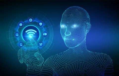 Wi Fi wireless connection concept. Free WiFi network signal technology intern Stock Illustration