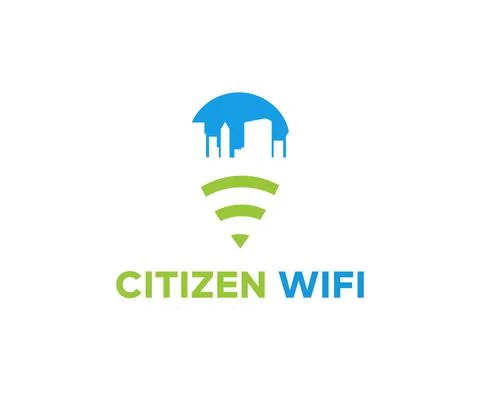 Wi-fi wireless, internet logo design. Wi-fi signal, cityzen, city internet. Illustrazione stock
