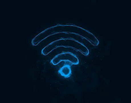 Wi-fi wireless internet network icon with plexus effect. Connected lines with Illustrazione stock