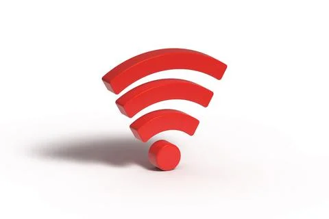 Wi-Fi Wireless Network Red Symbol, 3d rendering isolated on white background  Illustrazione stock