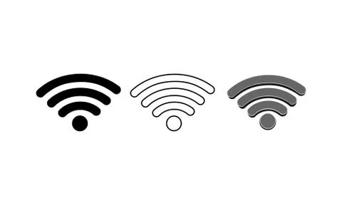 Wi fi wireless network symbol icons set in white black on isolated white back Stock Illustration