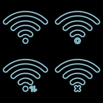 Wi Fi Wireless Network symbol. Vector Illustration. Wireless Icon. Wi fi neon Stock Illustration