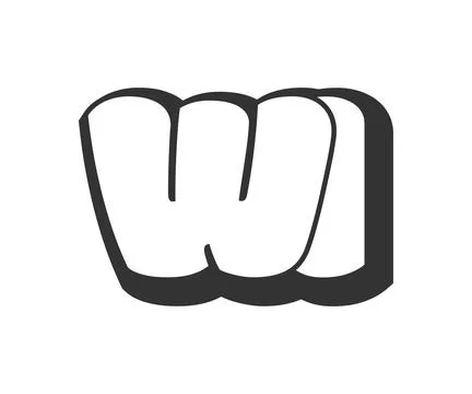 WI logo, bubble comic lettering, rounded in graffiti style black and white .. Stock Illustration