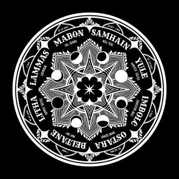 Wiccan wheel of the Year Stock Illustration