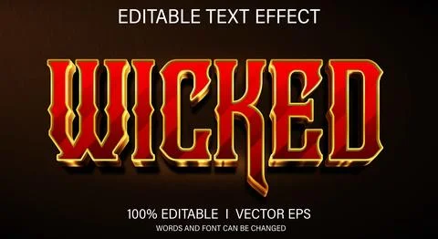 Wicked 3d vector text effect with modern style design Stock Illustration