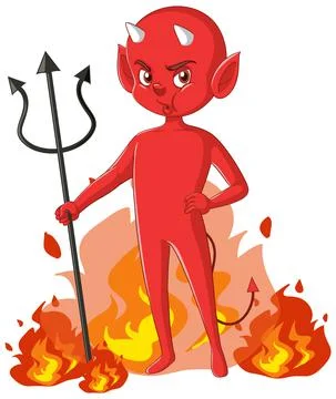 Wicked devil cartoon character on white background Illustrazione stock