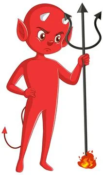 Wicked devil cartoon character on white background Stock Illustration