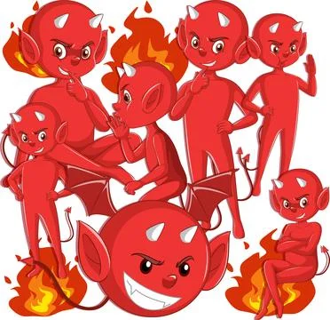 Wicked devil cartoon character on white background Stock Illustration