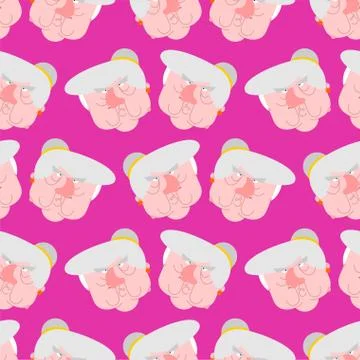 Wicked grandmother pattern. Angry Old hag background Stock Illustration
