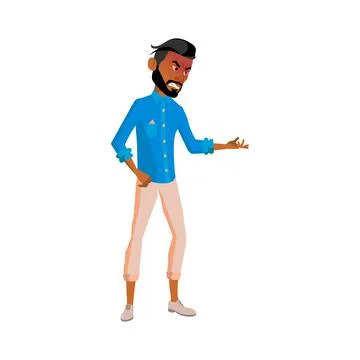 Wicked hispanic guy quarrel with enemy on work cartoon vector Stock Illustration
