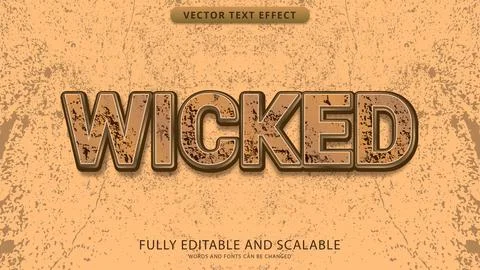 Wicked text effect editable eps file with cement wall crack texture background Stock Illustration