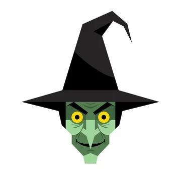 Wicked witch face with pointed hat graphic illustration halloween Stock Illustration