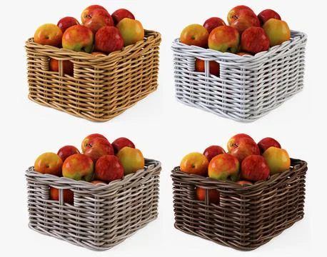Wicker Apple Basket Ikea Byholma 1 Set 4 Color 3D Model
