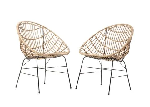 Wicker armchairs on white background Stock Photos