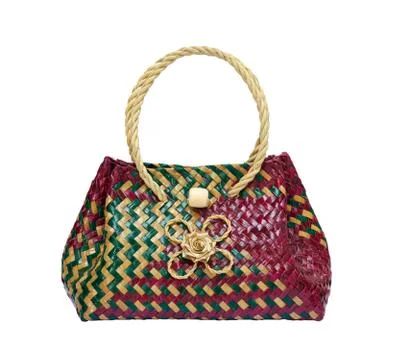 Wicker bag isolated Stock Photos