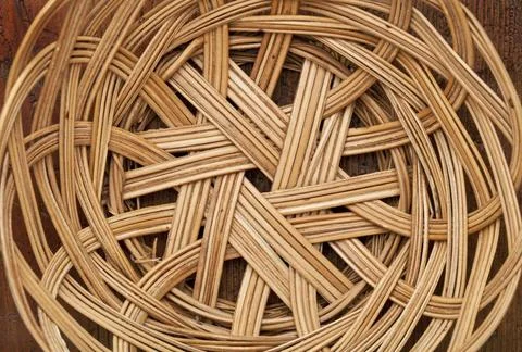  wicker basket abstract empty wicker basket abstract with circular pattern... Stock Photos