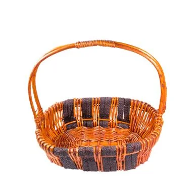 Wicker basket brown bamboo handmade from local thailand isolated on white Stock Photos