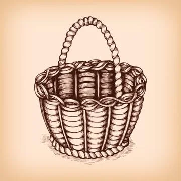 Wicker basket emblem Stock Illustration