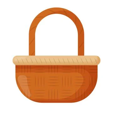 Wicker basket. Empty wicker basket for Easter, picnic. Wooden accessory for Stock Illustration