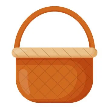 Wicker basket. Empty wicker basket for Easter, picnic. Wooden accessory for s Stock Illustration