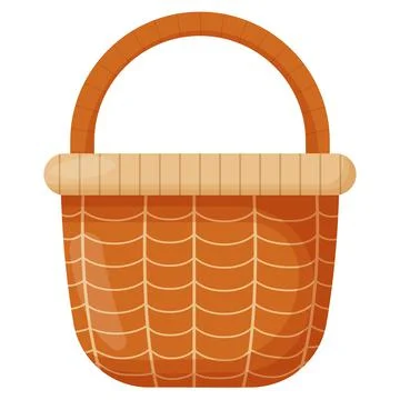 Wicker basket. Empty wicker basket for Easter, picnic. Wooden accessory for Stock Illustration