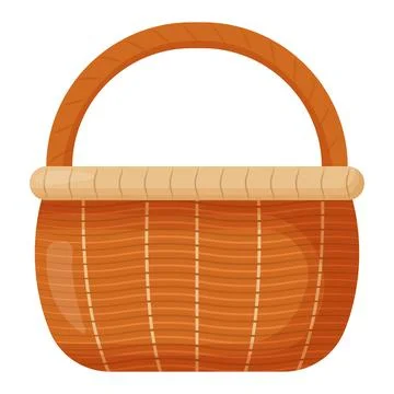 Wicker basket. Empty wicker basket for Easter, picnic. Wooden accessory for Stock Illustration