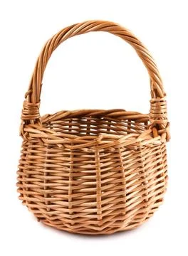 Wicker basket An empty wicker basket isolated on white background Copyrigh... Foto stock