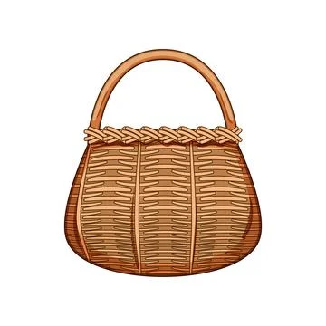 Wicker basket with handle showing natural craft Illustration