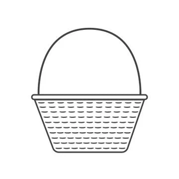 Wicker basket icon in black flat outline design Stock Illustration