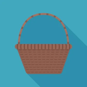 Wicker basket icon in flat long shadow design Stock Illustration