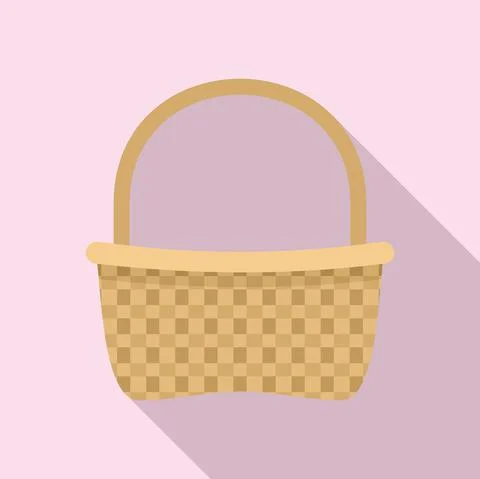 Wicker basket icon, flat style Stock Illustration