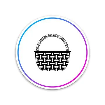 Wicker basket icon isolated on white background. Circle white button. Vector Stock Illustration
