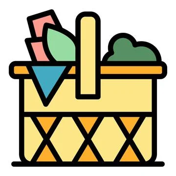 Wicker basket icon vector flat Stock Illustration