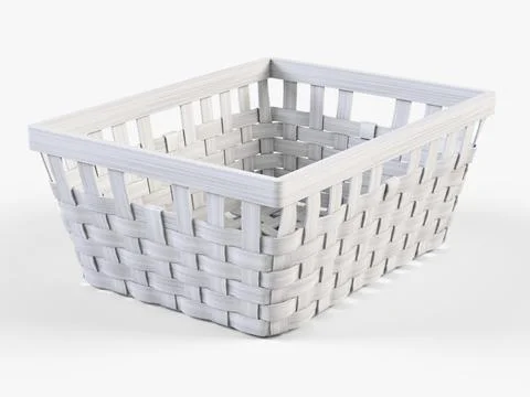 Wicker Basket Ikea Knarra 1 White Color 3D Model