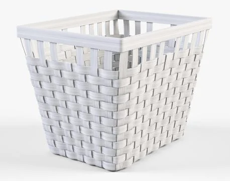 Wicker Basket Ikea Knarra 2 White Color 3D Model