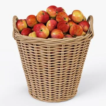 Wicker Basket Ikea Nipprig with Apples 3D Model