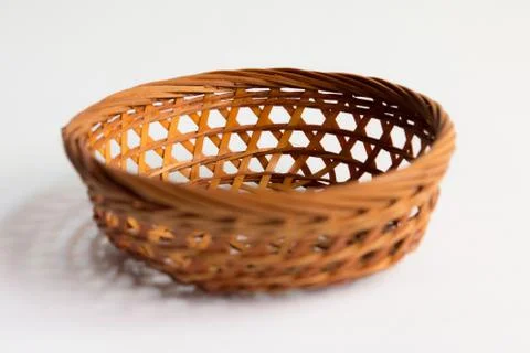 Wicker basket isolated ,Empty Basket Stock Photos