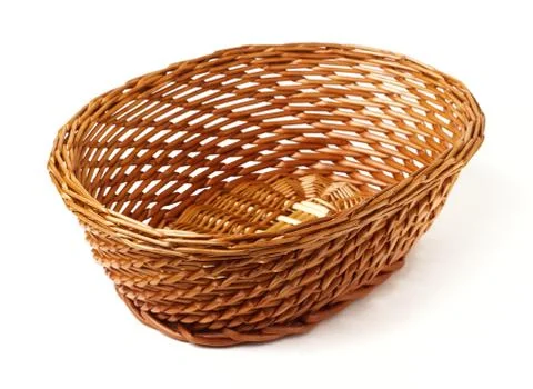 Wicker basket isolated on white background Stock Photos